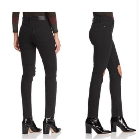 Levi' 721 High Rise Skinny Jeans: Busted Knees - Picture 8 of 8